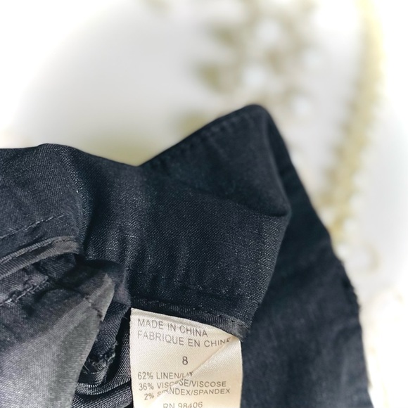 THEORY | 8 | Ruby Black Linen Viscose Lightweight Dress Short Button Cuff Detail - Picture 7 of 15